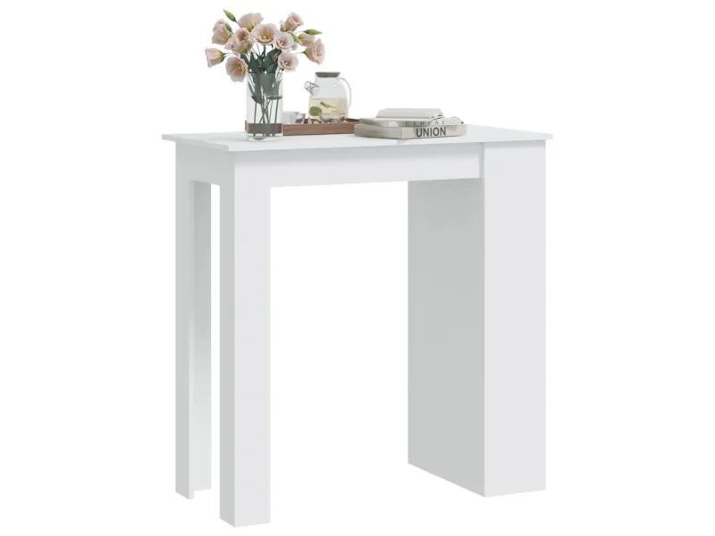 Table de bar avec rangement Blanc 102x50x103,5 cm Aggloméré