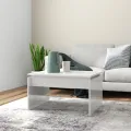 Table basse Blanc brillant 68x50x38 cm Aggloméré