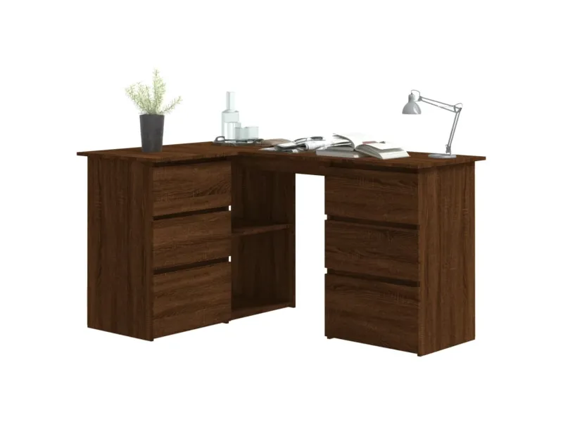 Bureau d'angle Chêne marron 145x100x76 cm 