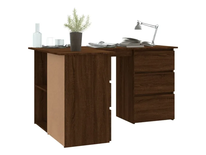 Bureau d'angle Chêne marron 145x100x76 cm 