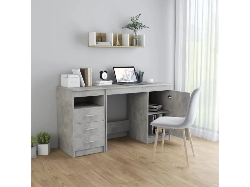 Bureau Gris béton 140x50x76 cm Aggloméré