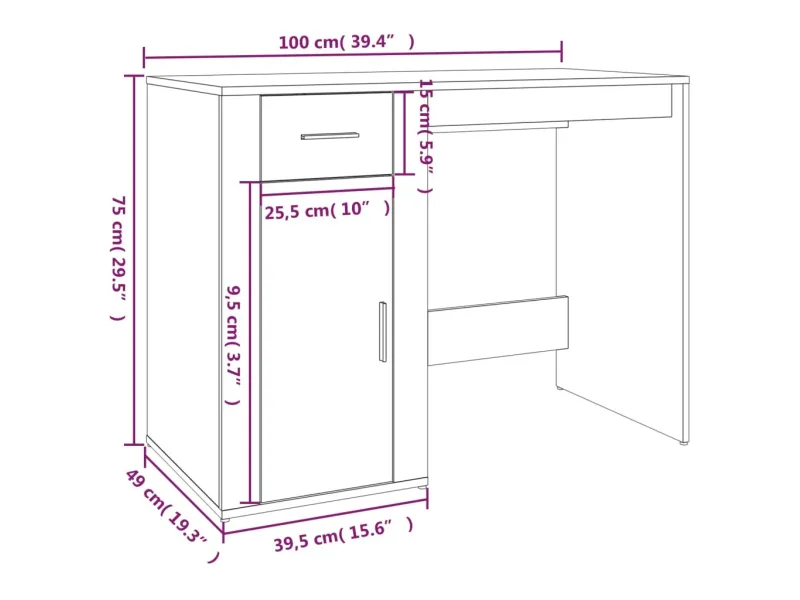 Bureau Blanc 100x49x75 cm 
