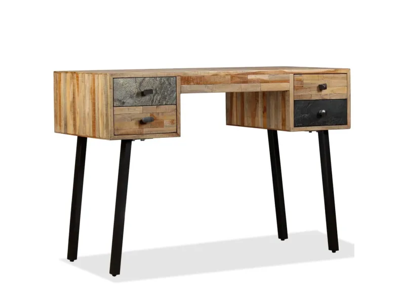 Bureau Teck de récupération massif 110 x 50 x 76 cm
