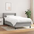 Cadre de lit avec matelas Gris clair 90x200 cm Tissu
