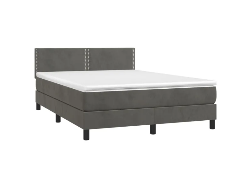 cadre de lit et matelas Gris foncé 140x200cm Velours
