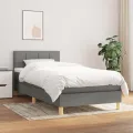 Cadre de lit avec matelas Gris foncé 90x200 cm Tissu