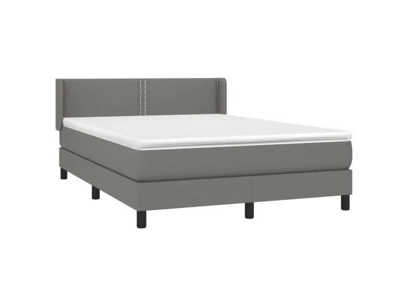 cadre de lit avec matelas Gris foncé 140x200cm Tissu
