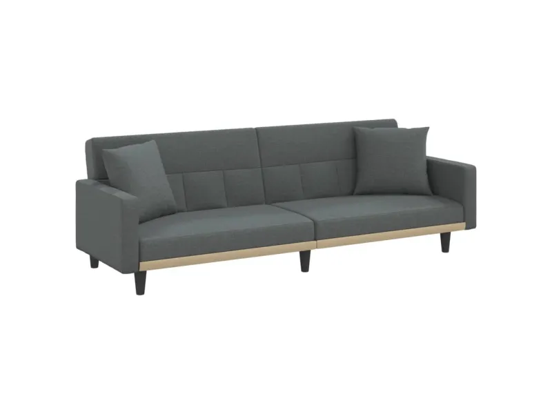 Canapé-lit avec coussins gris foncé tissu