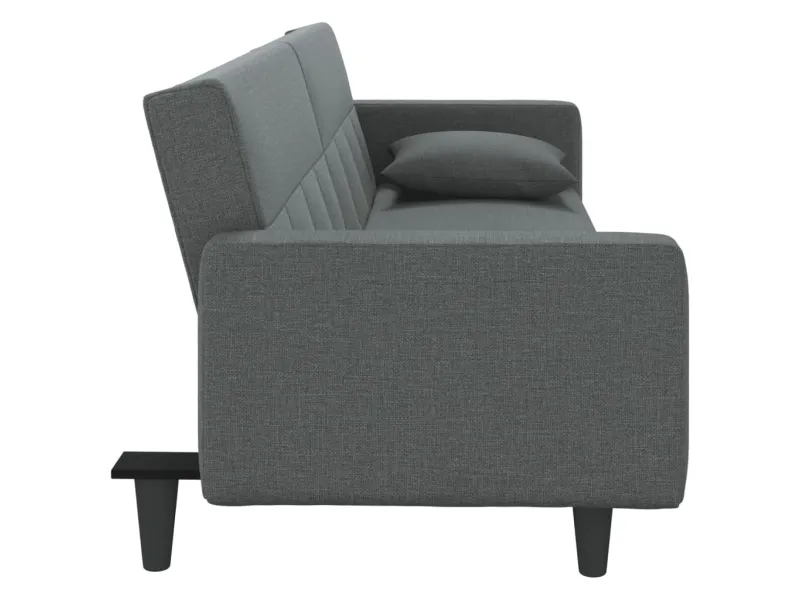 Canapé-lit avec coussins gris foncé tissu