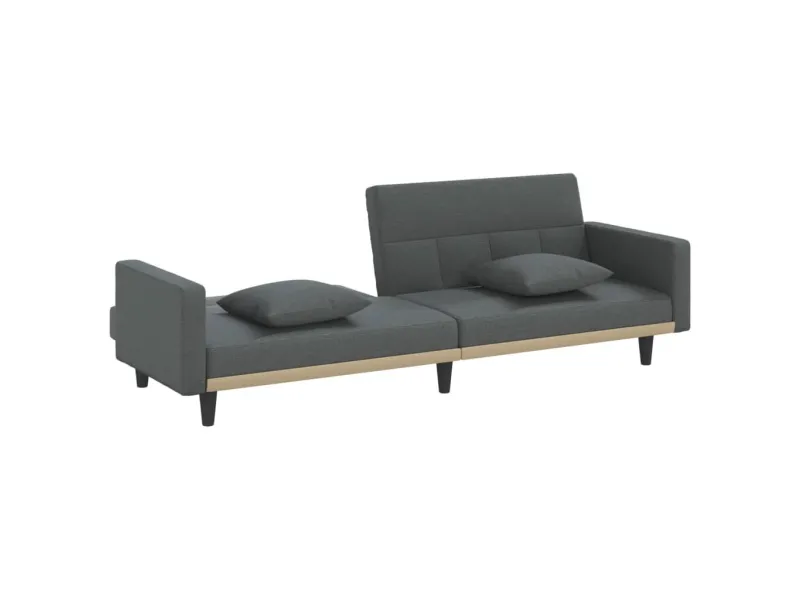 Canapé-lit avec coussins gris foncé tissu