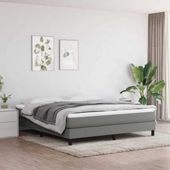 Lit Gris foncé 160x200 cm Tissu