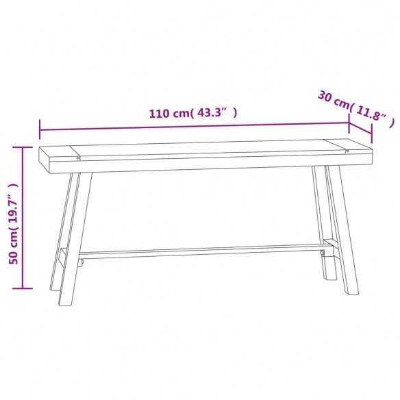 Banc 110 cm Bois massif de teck
