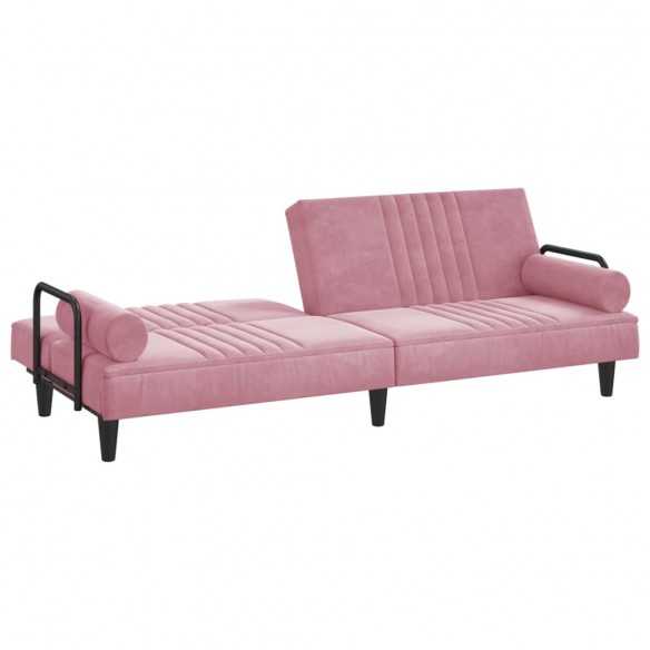 Canapé-lit avec accoudoirs rose velours