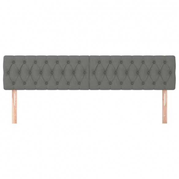 Têtes de lit 2 pcs Gris foncé 100x7x78/88 cm Tissu