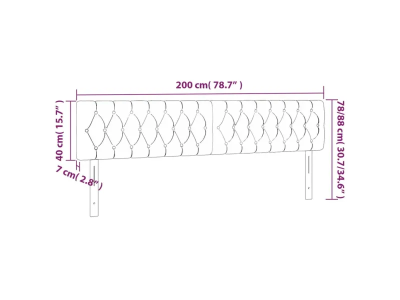 Têtes de lit 2 pcs Gris foncé 100x7x78/88 cm Tissu