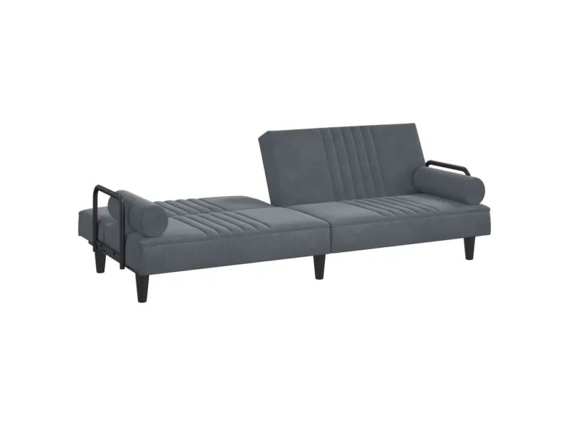 Canapé-lit avec accoudoirs gris foncé velours