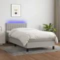 Cadre de lit avec matelas et LED Gris clair 80x200cm