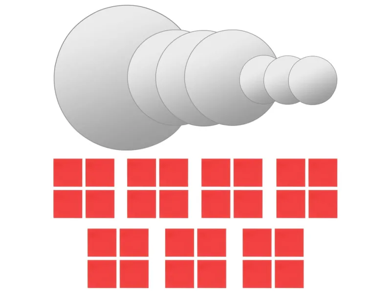 Ensemble de miroir mural 7 pcs Verre Rond