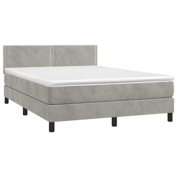cadre de lit avec matelas LED Gris clair 140x200 cm