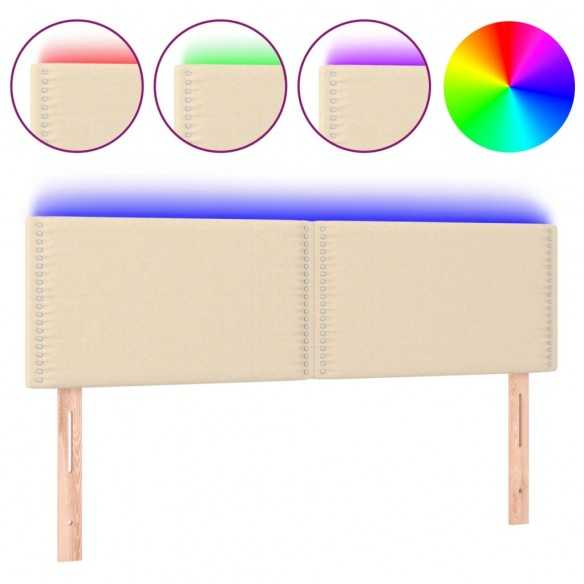 Tête de lit à LED Crème 144x5x78/88 cm Tissu