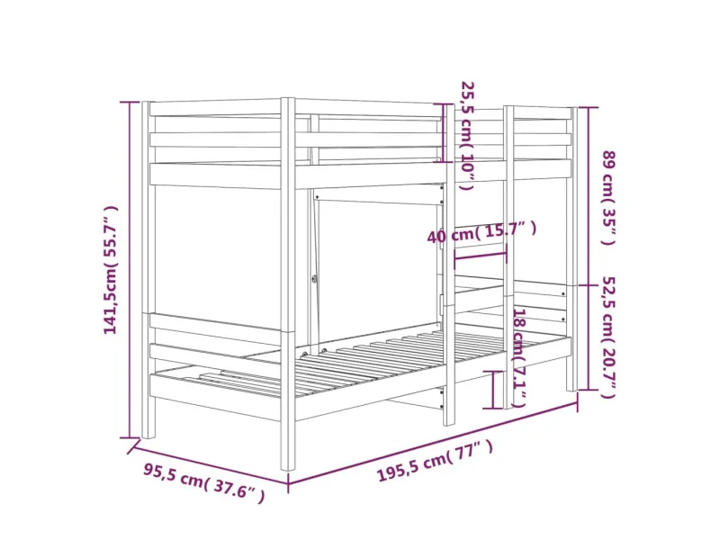 Lit superposé 90x190 cm Bois de pin massif