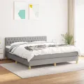 Cadre de lit avec matelas Gris clair 180x200cm Tissu