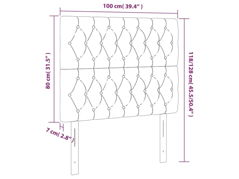 Tête de lit à LED Gris foncé 100x7x118/128 cm Tissu