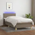 Cadre de lit avec matelas LED Taupe 90x200 cm Tissu