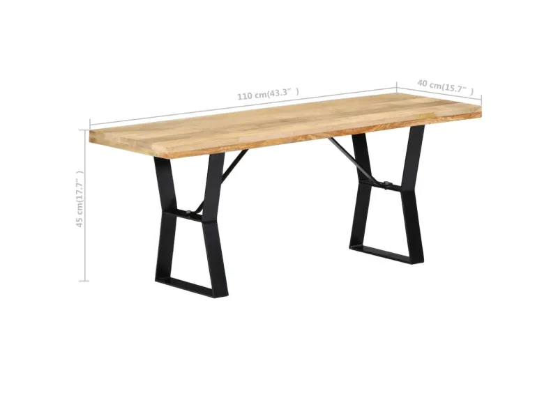 Banc 110 cm Bois de manguier massif