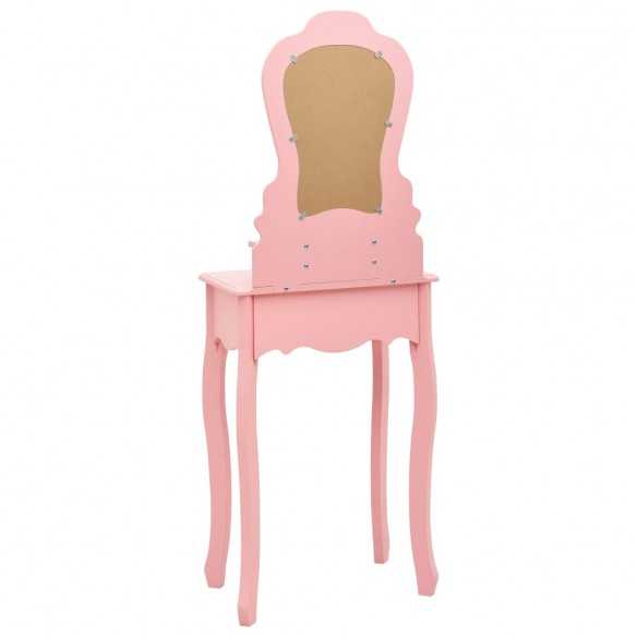 Ensemble de coiffeuse avec tabouret Rose 50x59x136 cm Paulownia