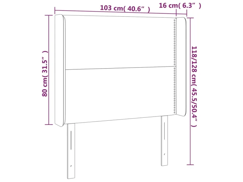 Tête de lit à LED Gris clair 103x16x118/128 cm Tissu