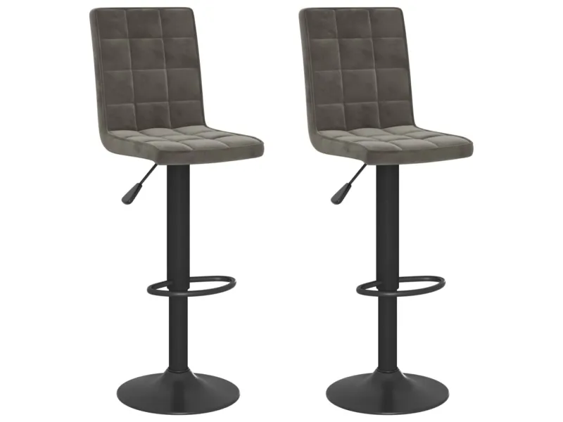 Tabourets de bar lot de 2 gris foncé velours