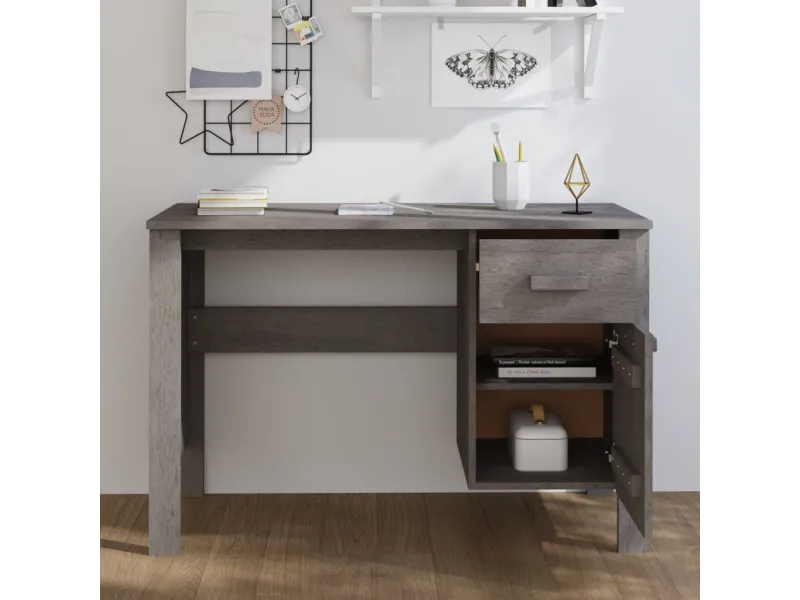 Bureau HAMAR Gris clair 113x50x75 cm Bois massif de pin