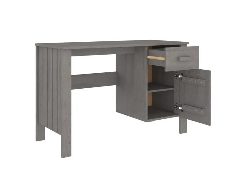 Bureau HAMAR Gris clair 113x50x75 cm Bois massif de pin