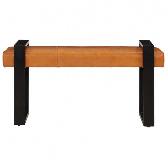 Banc Noir et marron 110 cm Cuir de chèvre véritable