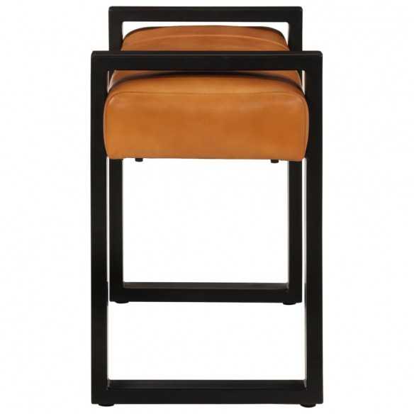 Banc Noir et marron 110 cm Cuir de chèvre véritable