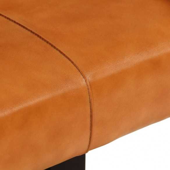 Banc Noir et marron 110 cm Cuir de chèvre véritable