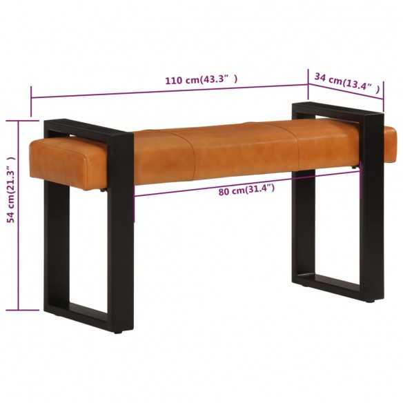 Banc Noir et marron 110 cm Cuir de chèvre véritable