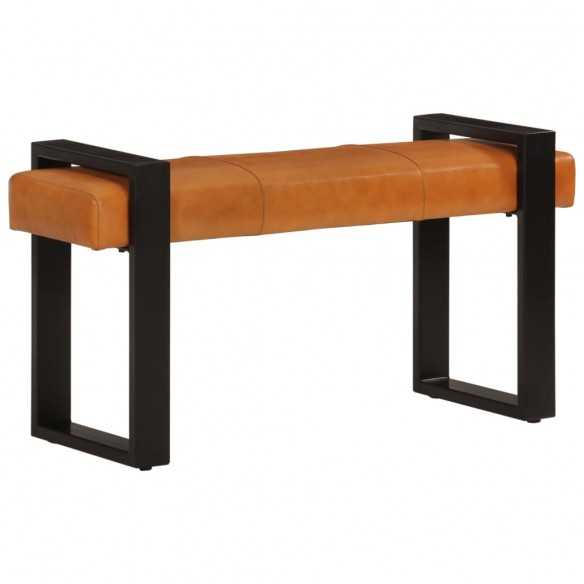 Banc Noir et marron 110 cm Cuir de chèvre véritable