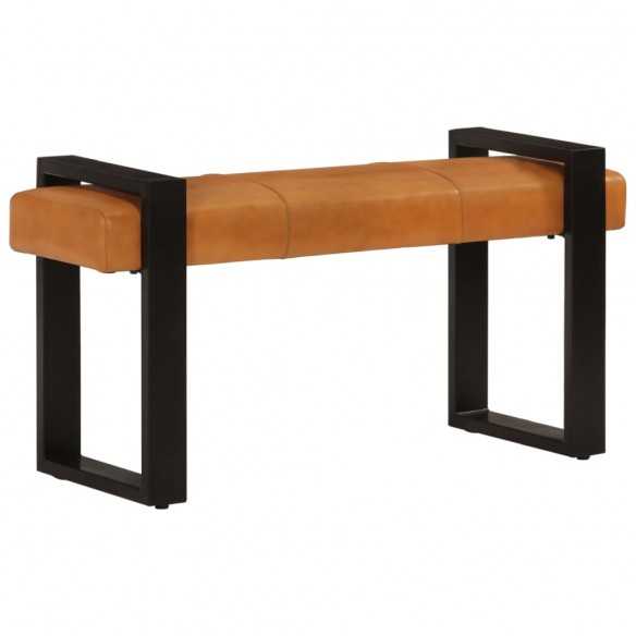 Banc Noir et marron 110 cm Cuir de chèvre véritable