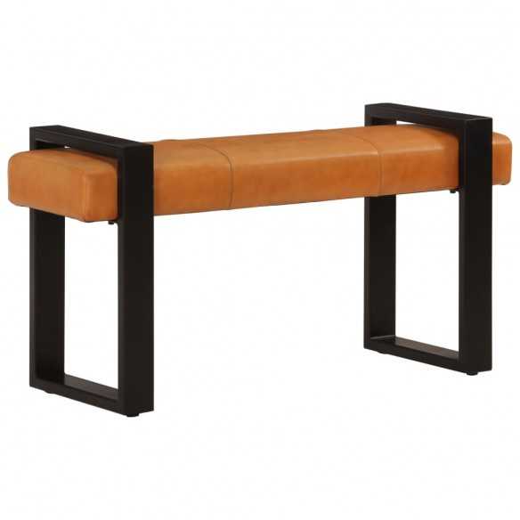 Banc Noir et marron 110 cm Cuir de chèvre véritable