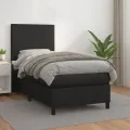 Cadre de lit avec matelas Noir 80x200cm Similicuir