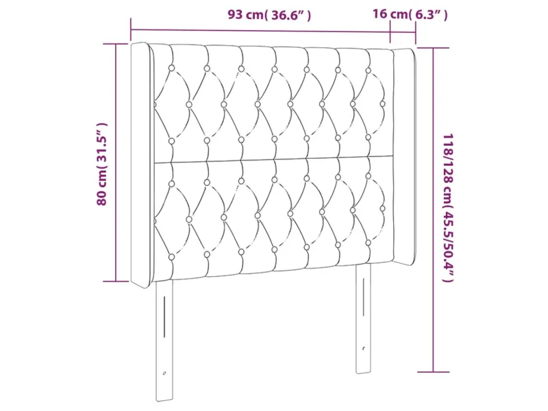 Tête de lit à LED Gris clair 93x16x118/128 cm Tissu