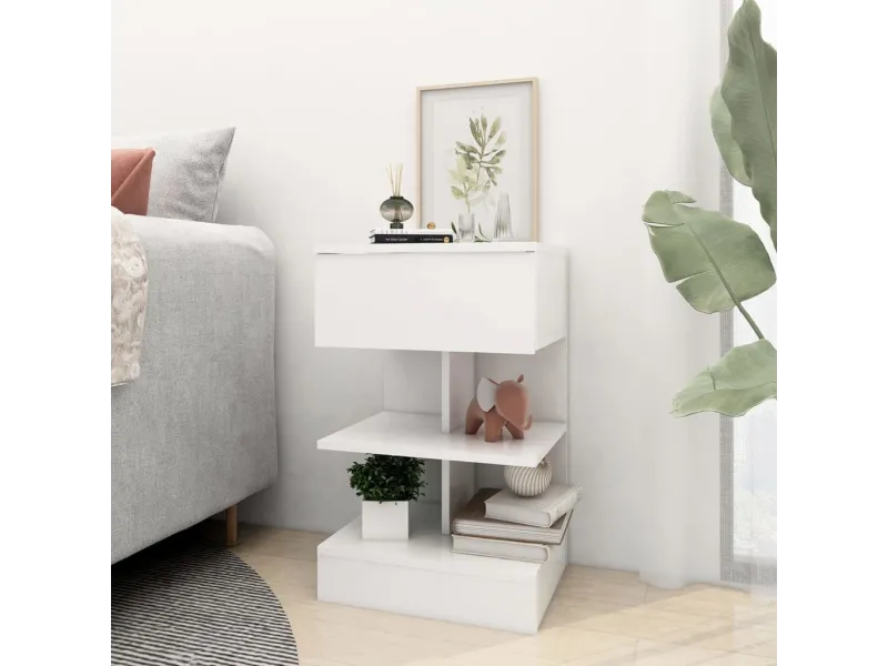 Table de chevet Blanc 40x35x65 cm Aggloméré