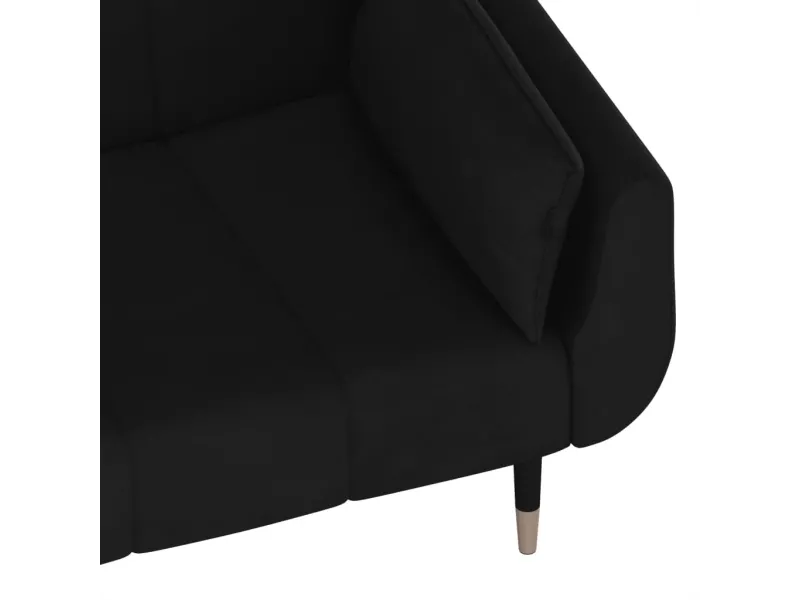 Canapé-lit à 2 places avec deux oreillers Noir Velours
