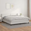 Cadre de lit avec matelas Blanc 160x200cm Similicuir