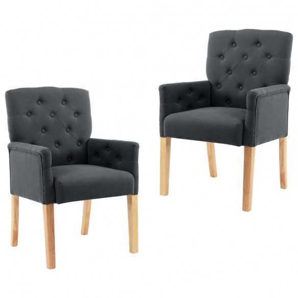 Chaises à manger avec accoudoirs lot de 2 gris tissu