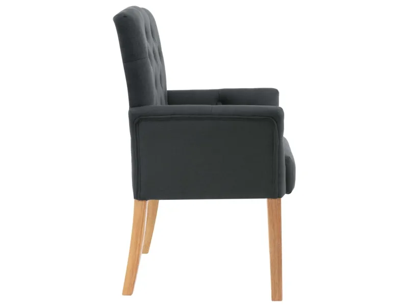 Chaises à manger avec accoudoirs lot de 2 gris tissu