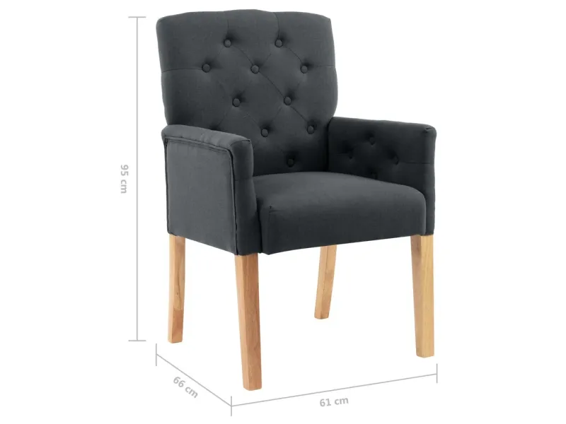 Chaises à manger avec accoudoirs lot de 2 gris tissu