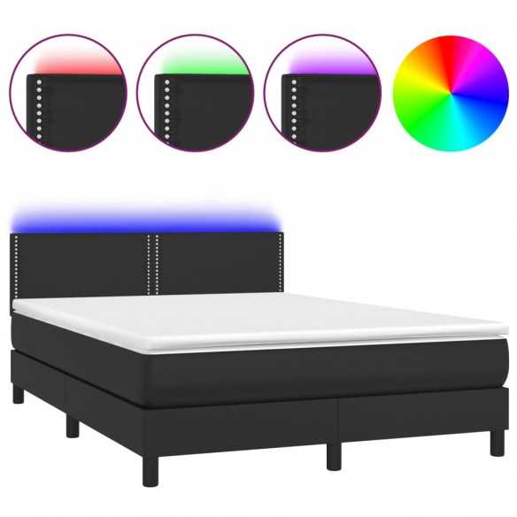 cadre de lit avec matelas et LED Noir 140x200cm
